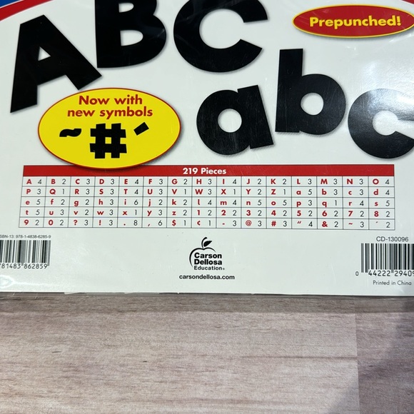 Carson Dellosa Prepunched Black Upper- and Lowercase Combo Pack - Picture 2 of 6